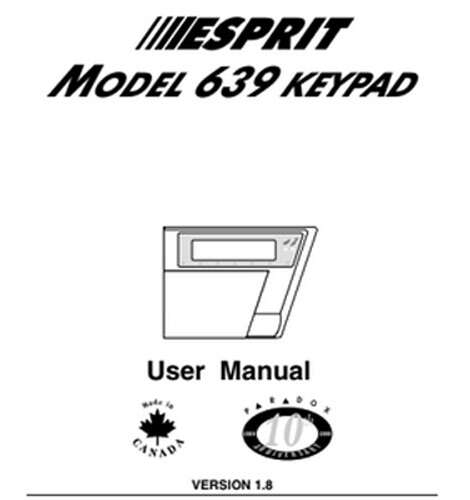 Paradox_model639 MODEL 639 KEYPAD